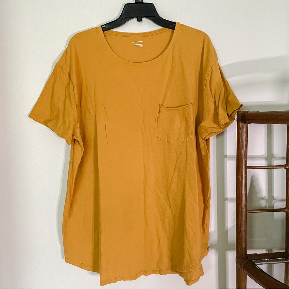 No Boundaries Mustard Yellow Pocket Tee